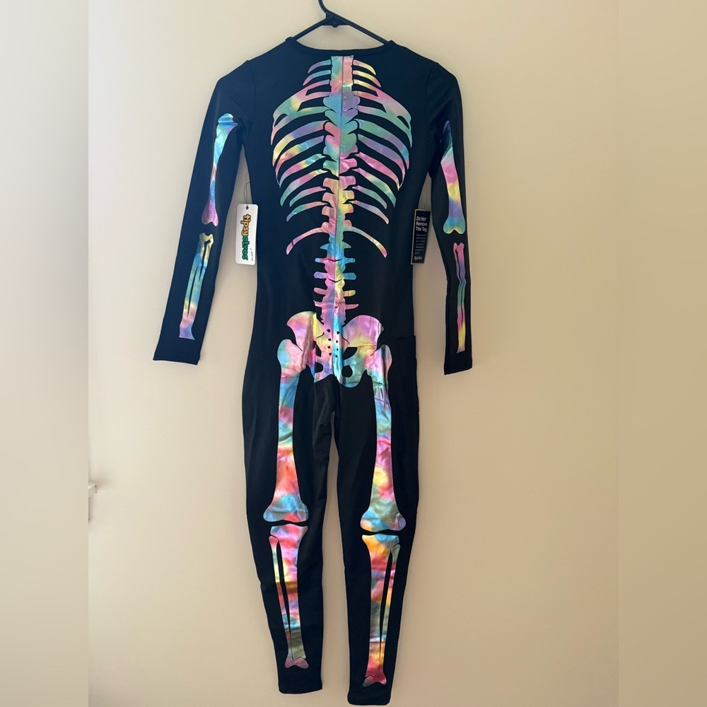 🎃SALE NWT Tipsy Elves Iridescent Skeleton form fitting BodySuit Costume size XS - Picture 5 of 8